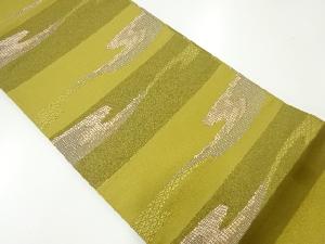 リサイクル　横段に霞・古典柄模様織出し袋帯